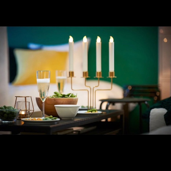 Candle Holder Set Stainless 4Candle with Base Gold - Picture 4 of 4